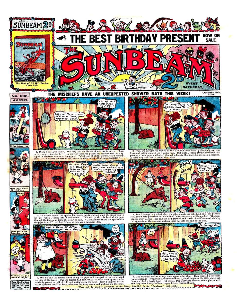 Book Cover For Sunbeam No.505 (1926 series) 5 October 1935