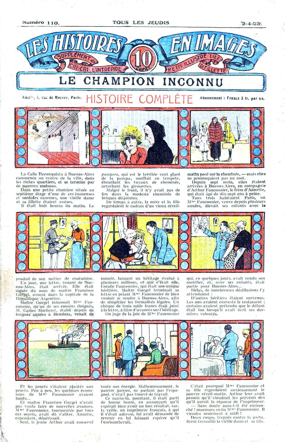 Book Cover For Les Histoires en Images 110 - Le Champion Inconnu