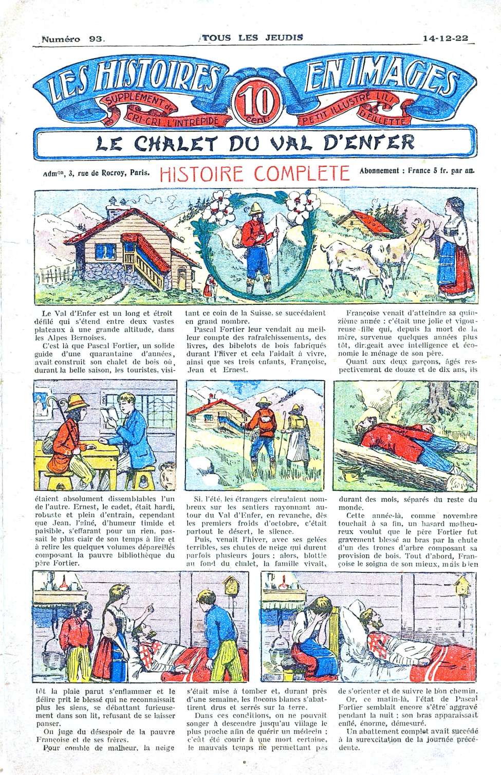 Book Cover For Les Histoires en Images 93. Le Chalet du Val d`Enfer .