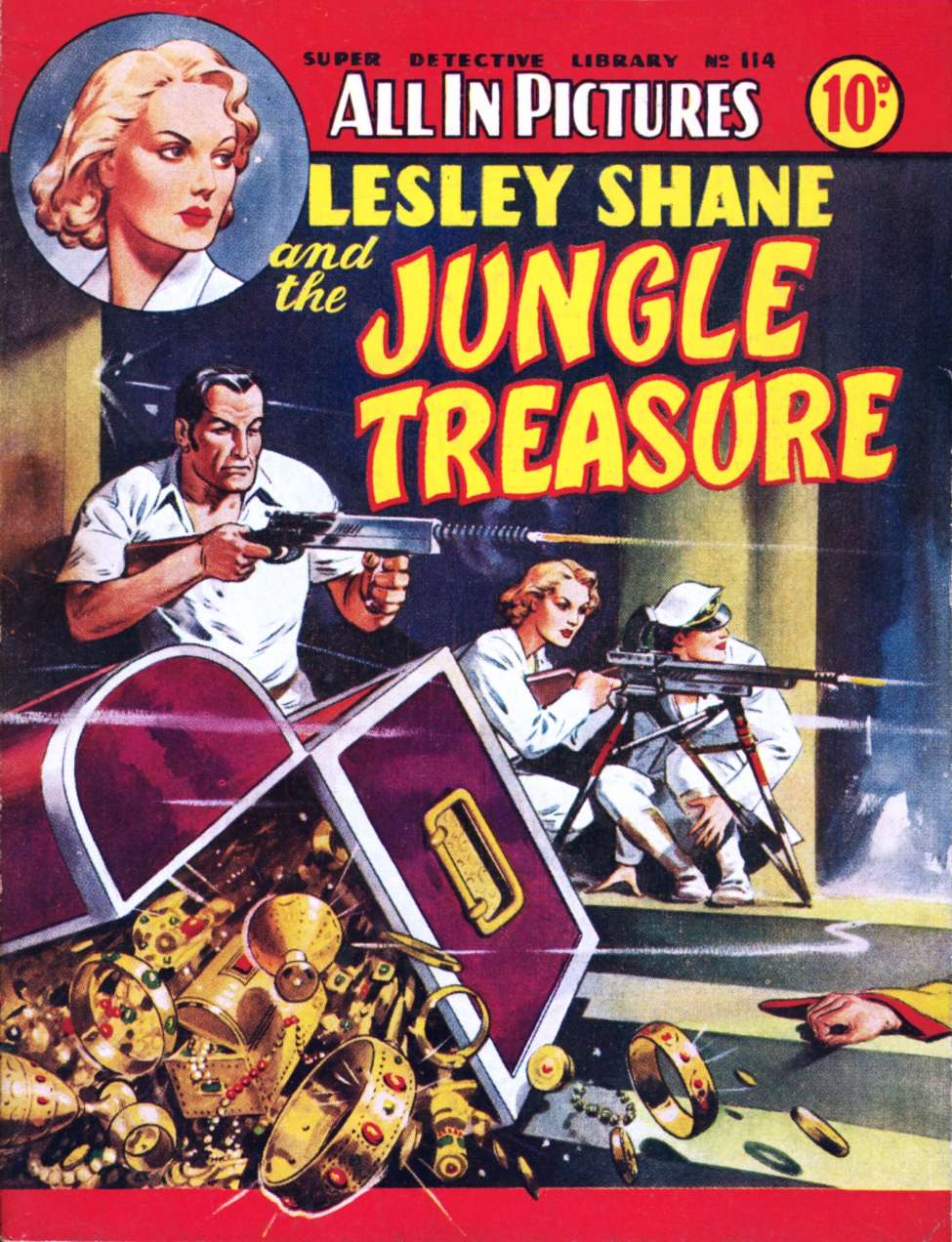 Book Cover For Super Detective Library 114 - The Jungle Treasure - Lesley Shane